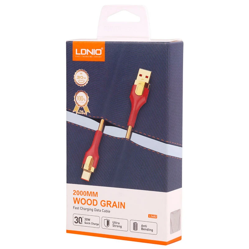 کابل لایتنینگ فست شارژ 30 وات الدینیو LS682 طول 2 متر