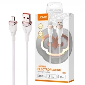 کابل میکرو یو اس بی فست شارژ 30 وات الدینیو LS821 طول 1 متر
