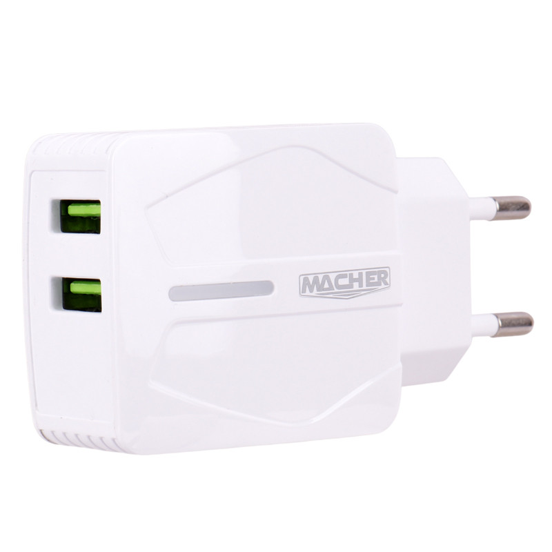 شارژر دیواری فست شارژ Macher MR-46 2Port 2.4A 12W + کابل میکرو یو اس بی