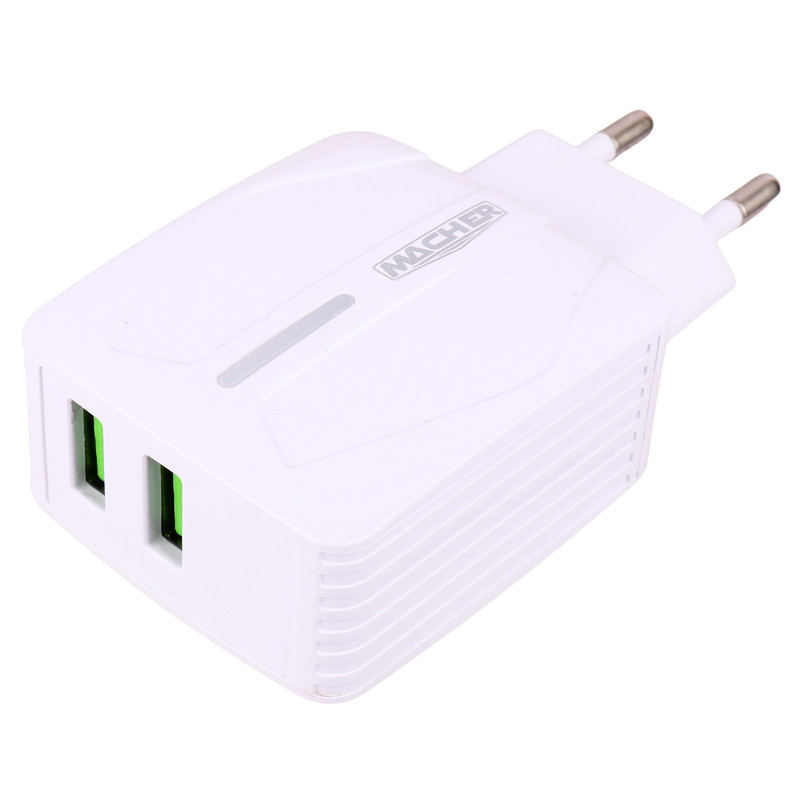 شارژر دیواری فست شارژ Macher MR-46 2Port 2.4A 12W + کابل میکرو یو اس بی