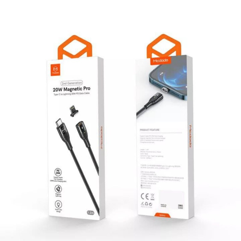 کابل تبدیل مگنتی فست شارژ Mcdodo CA-8850 Type-C To Lightning 3A PD 20W 1.2m