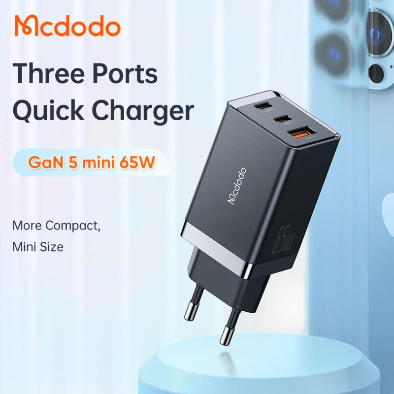 کلگی فست شارژ Mcdodo CH-1540 3Port GaN 5A QC3.0 PD 65W