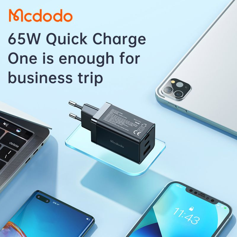 کلگی فست شارژ Mcdodo CH-1540 3Port GaN 5A QC3.0 PD 65W