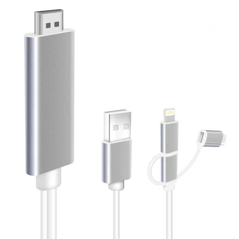کابل تبدیل Lightning/Micro USB/Type-C به MiraScreen LD6M-3M HDMI طول 3 متر
