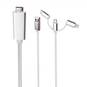 کابل تبدیل Lightning/Micro USB/Type-C به MiraScreen LD6M-3M HDMI طول 3 متر
