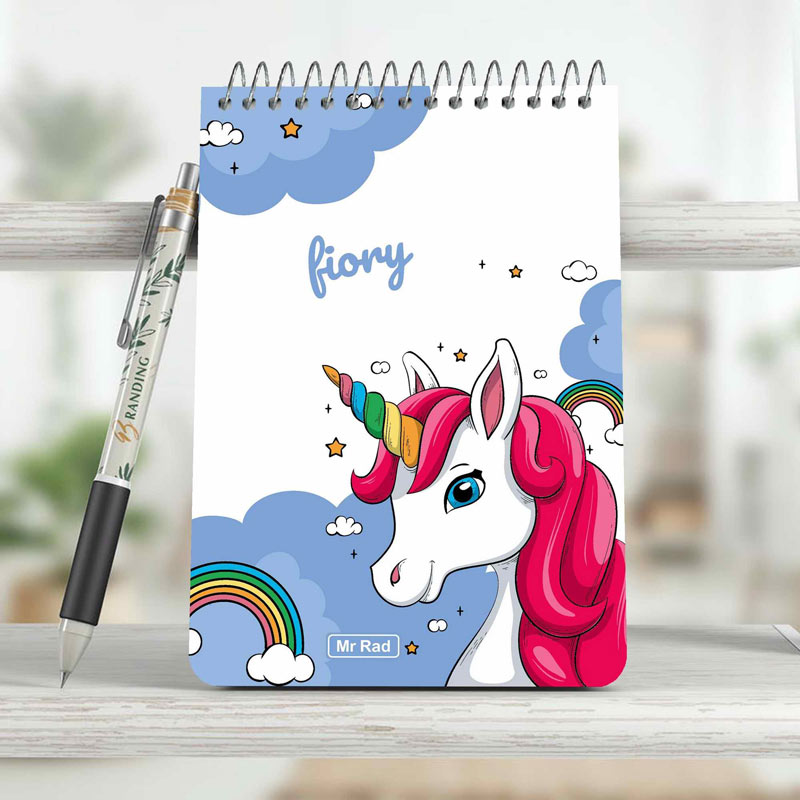 دفترچه یادداشت 50 برگ طرح Unicorn مستر راد کد 120027 بالا بازشو