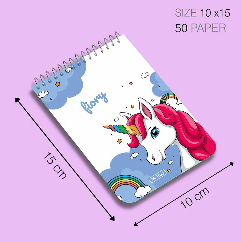 دفترچه یادداشت 50 برگ طرح Unicorn مستر راد کد 120027 بالا بازشو