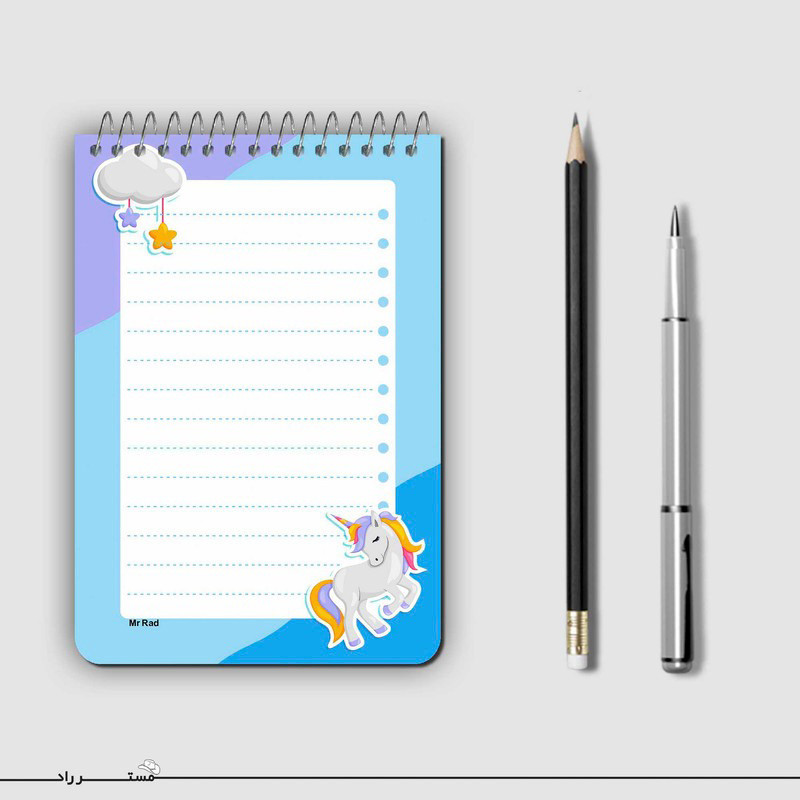 دفترچه یادداشت 50 برگ طرح Unicorn مستر راد کد 120027 بالا بازشو
