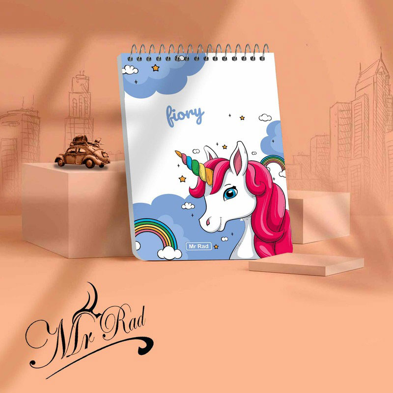 دفترچه یادداشت 50 برگ طرح Unicorn مستر راد کد 120027 بالا بازشو