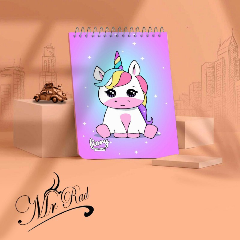 دفترچه یادداشت 50 برگ طرح Unicorn مستر راد کد 175227 بالا بازشو