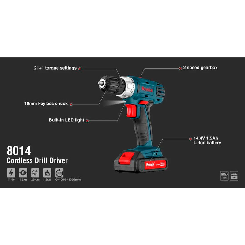 کیت دریل شارژی Ronix RS-8014