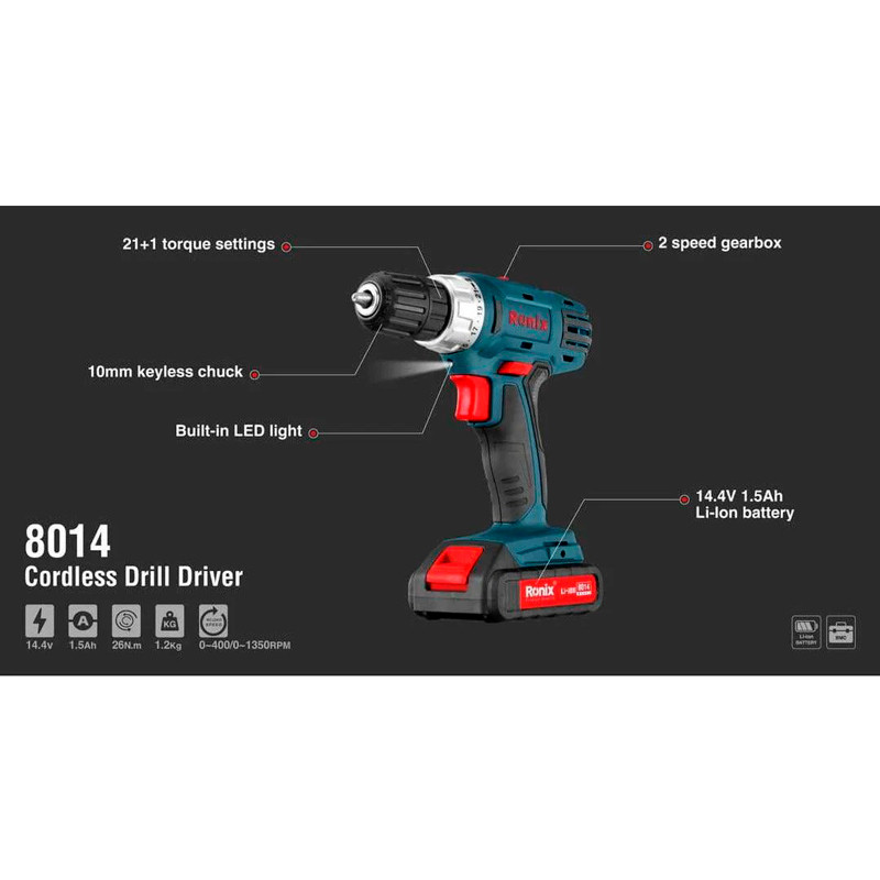 کیت دریل شارژی 33 پارچه رونیکس RS-8014