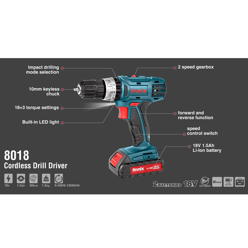 کیت دریل شارژی Ronix RS-8018