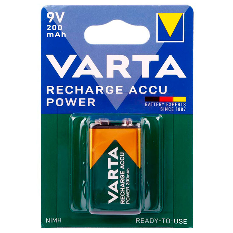 باتری کتابی شارژی Varta Recharge Accu Power NiMH 9V 200mAh