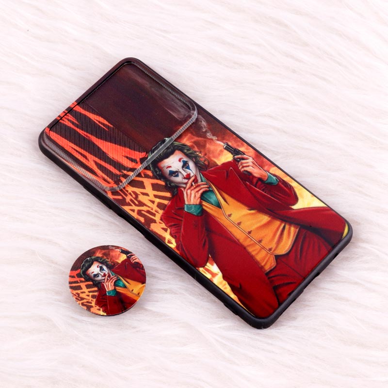 قاب طرحدار محافظ لنزدار کشویی + پاپ سوکت طرح جوکر Redmi Note 10 Pro سری C